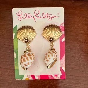 Lilly Pulitzer Gold and Tan Shell Earrings